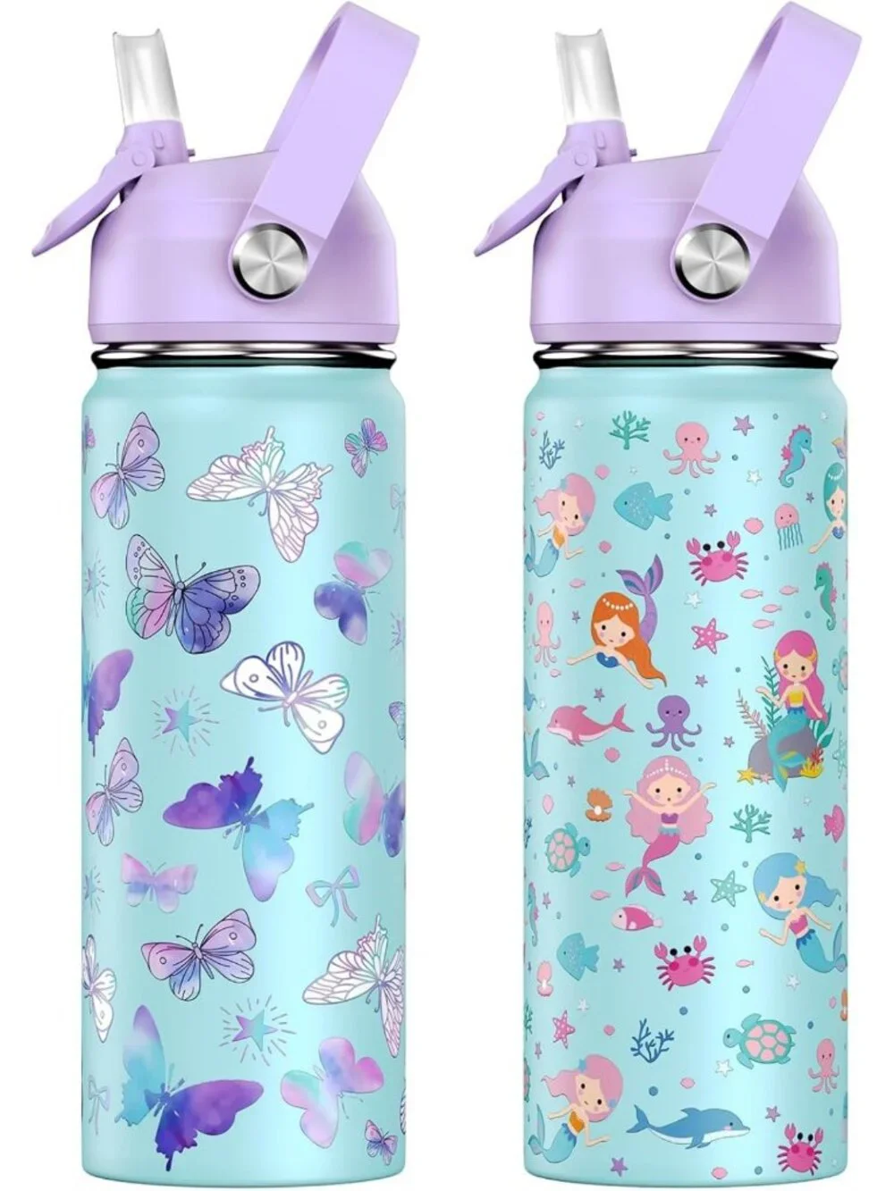18oz Insulated Kids Water Bottle with Straw Lid - Durable Stainless Steel